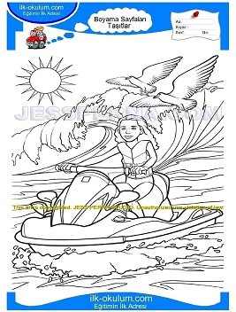 Çocuklar İçin Jet-Ski Boyama Sayfaları 